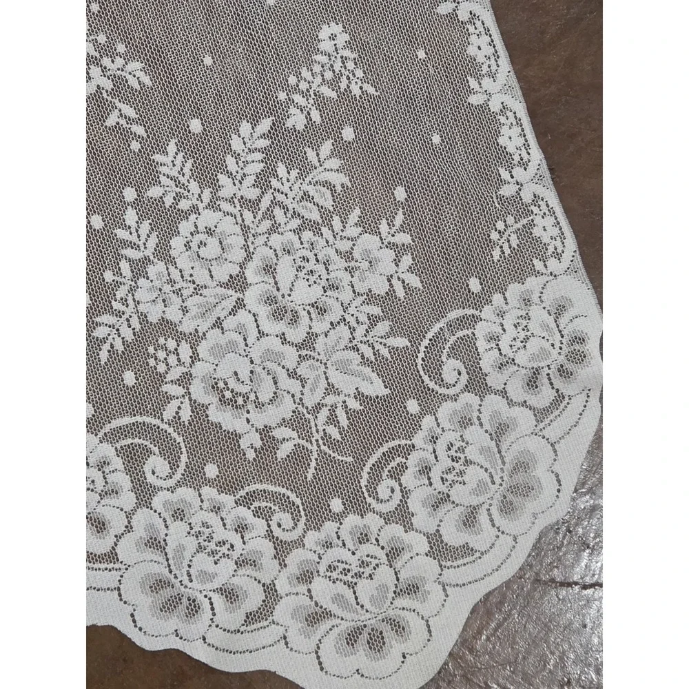 2 Vtg Y2K Floral Lace Curtain Panels 52x82